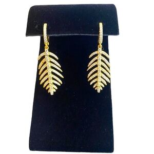 Rachel Zoe Sterling Silver and Cubic Zirconia Gold-Toned Dangle Earrings